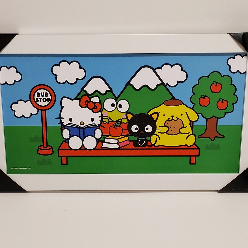Hello Kitty Sanrio Framed Canvas Print Wall Sign 10.5"x18.5" NEW